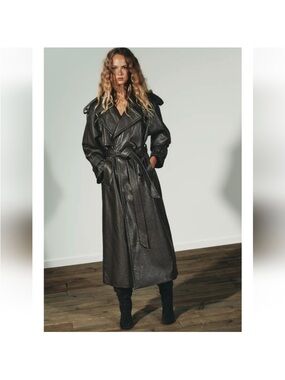 ZARA FAUX LEATHER Trench COAT